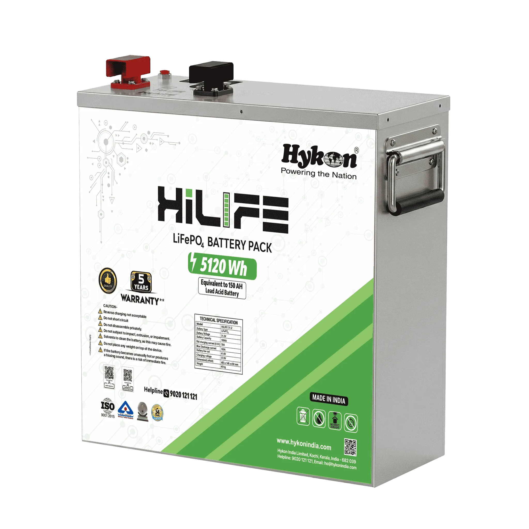 Hykon HiLIFE 51.2V 100Ah LiFePO4 Battery