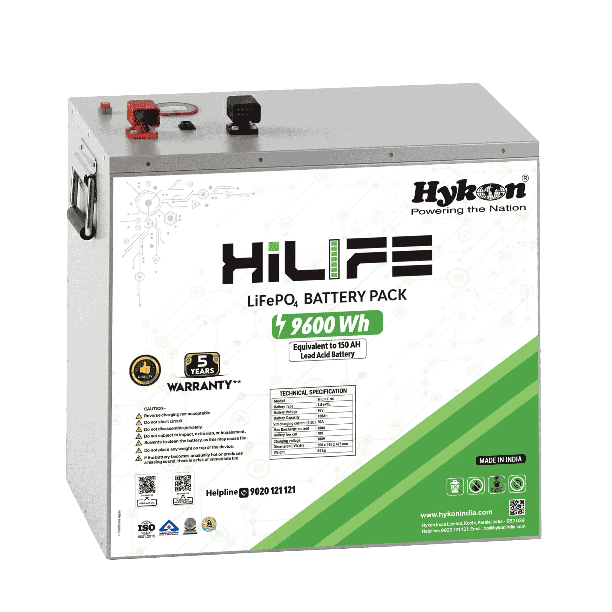 Hykon HiLIFE 96V 100Ah LiFePO4 Battery