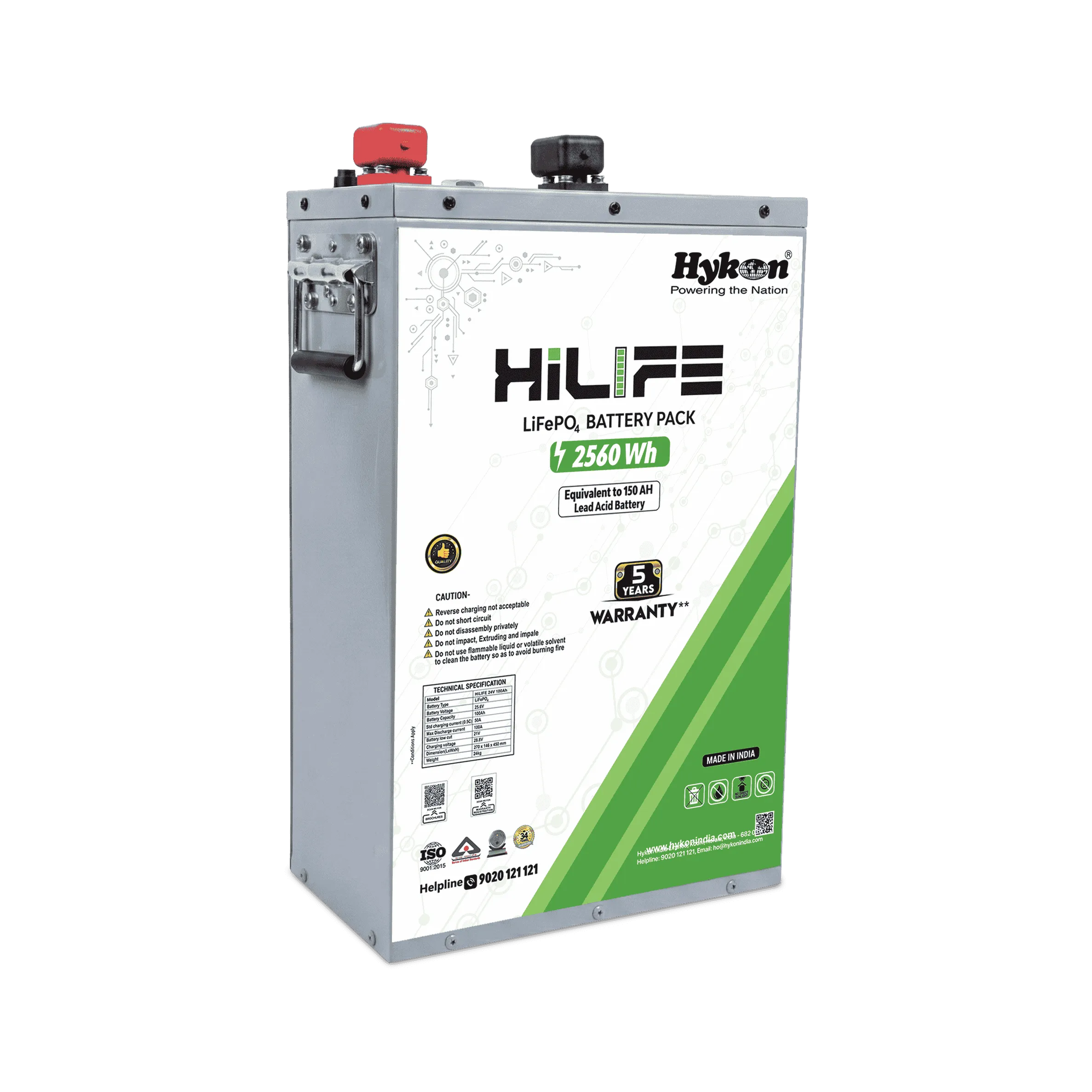 Hykon HiLIFE 25.6V 100Ah LiFePO4 Battery