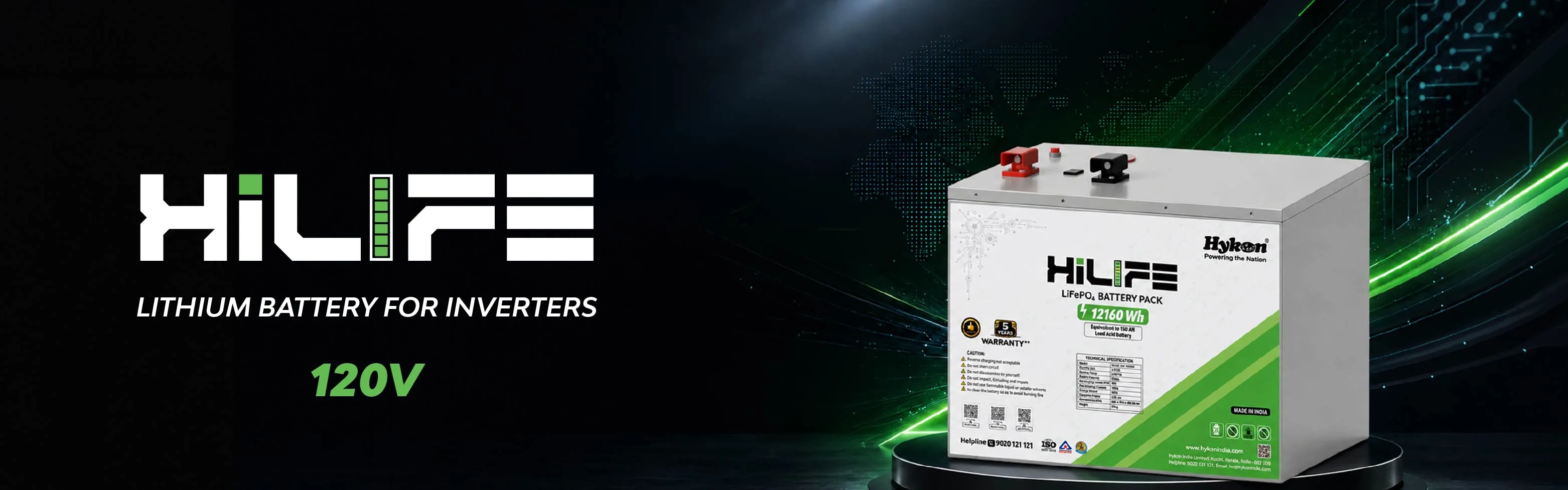 Hykon HiLIFE 121.6V 100Ah LiFePO4 Battery
