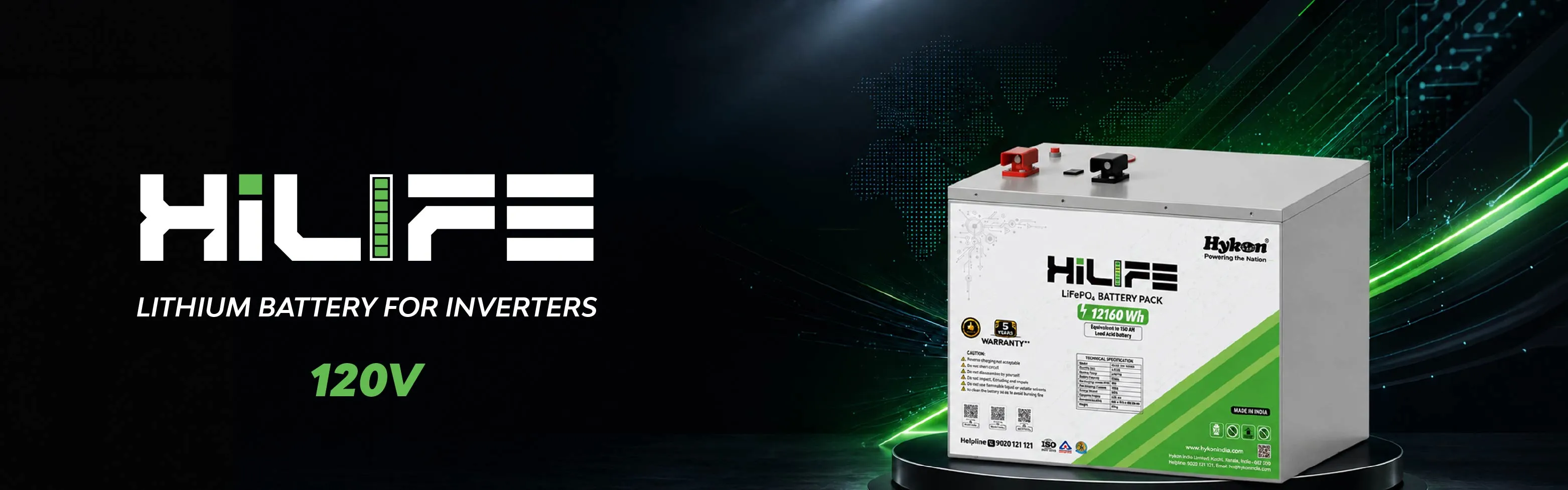 Hykon HiLIFE 121.6V 100Ah LiFePO4 Battery
